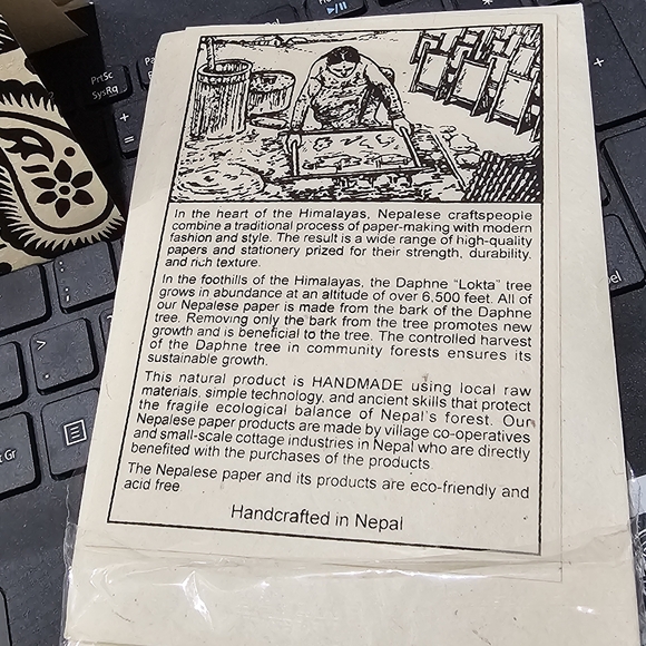 Handcrafted in Nepal Blank Paisley Note Cards Set 5 New in Package L👀K Vintage - Picture 3 of 13